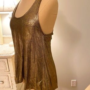 Free People Gold Tank Top/Blouse (XS)
